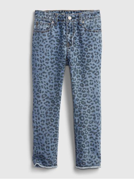 Kids Mid Rise Leopard Print Girlfriend Jeans with Washwell&#153