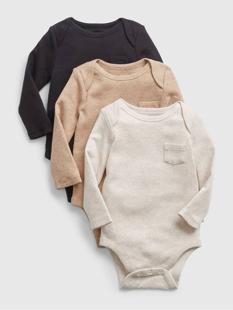 Baby 100% Organic Cotton Pocket Bodysuit (3-Pack)