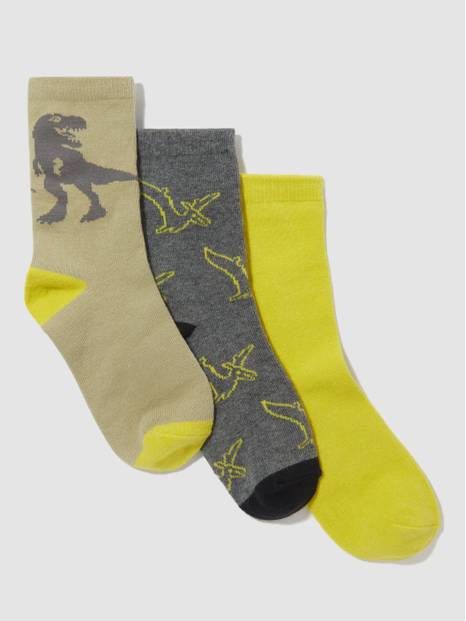 Kids Dinosaur Print Socks, 3-Pack