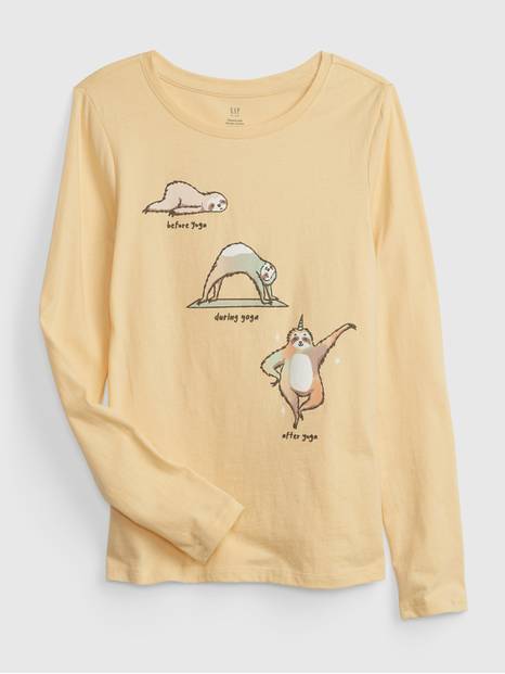 Kids 100% Organic Cotton Long Sleeve Graphic T-Shirt