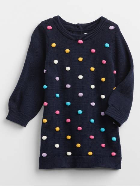 فستان بتصميم سترة مزين بنقط بارزة للأطفال الرضع