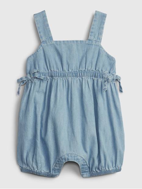 Baby 100% Organic Cotton Denim Shorty One-Piece with Washwell
