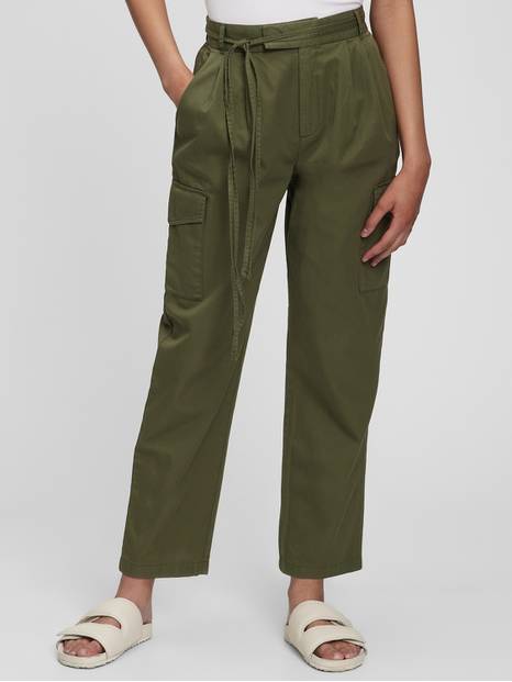 High Rise Pleated Cargo Pants