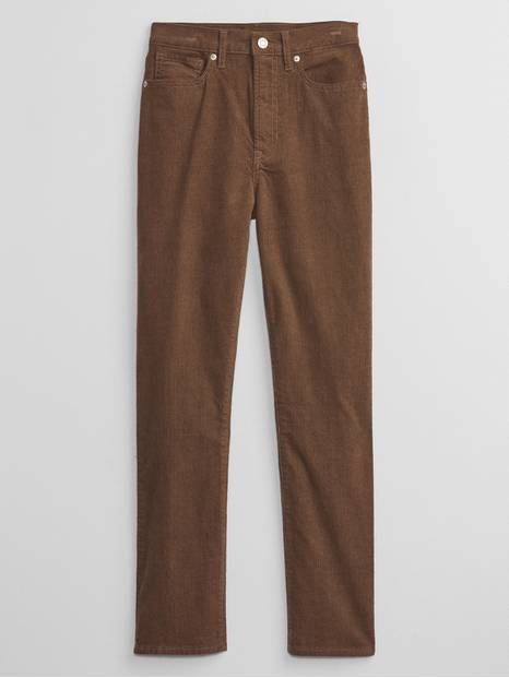 High Rise Vintage Slim Corduroy Pants with Washwell