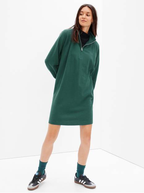 Quarter-Zip Sweatshirt Dress