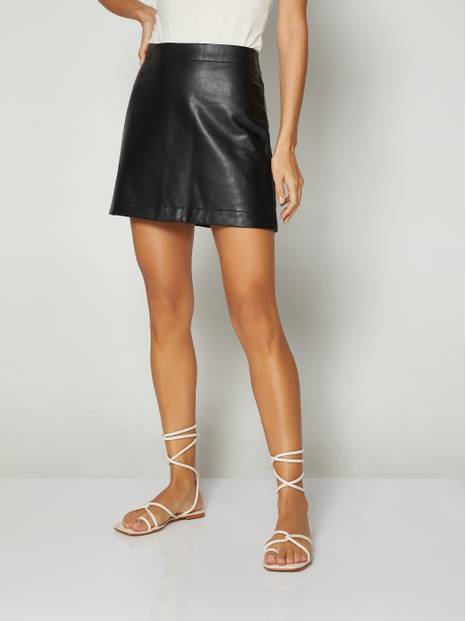 Faux-Leather Mini Skirt