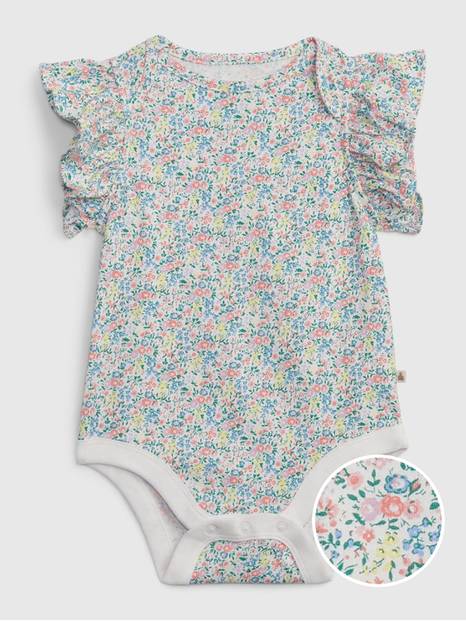 لباس قطعة واحدة ميكس اند ماتش 100‏%‏ قطن عضوي بأكمام كشكش للأطفال الرضع
