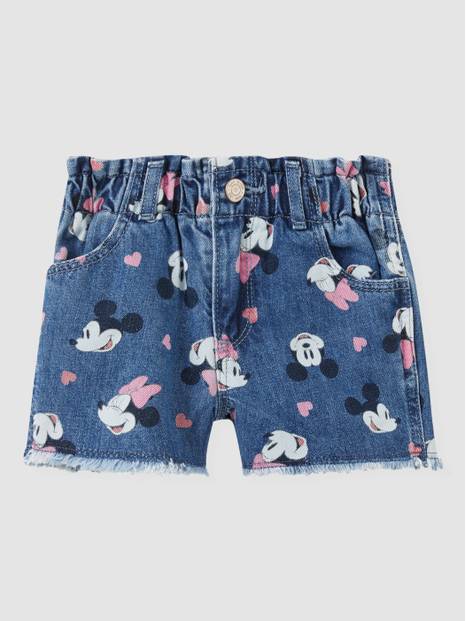 Baby Gap Disney Mickey Mouse and Minnie Mouse Paperbag Mom Jean Shorts with Washwell