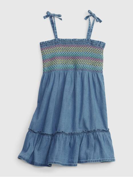 Toddler Denim Smocked Dress with Washwell