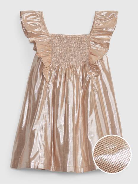 Toddler Metallic Flutter Sleeve Dress