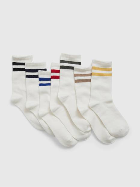 Kids 100% Organic Cotton Stripe Crew Socks (7-Pack)