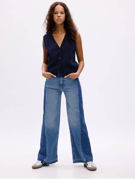 High Rise Stride Wide-Leg Jeans with Washwell